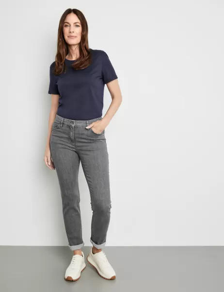 Jeans Damen 5-Pocket Jeans Slim Fit Grey Denim Samoon Taifun Gerry Weber
