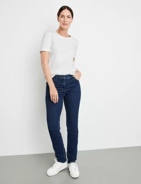 Jeans Damen 5-Pocket Jeans Slim Fit Blue Denim Samoon Taifun Gerry Weber